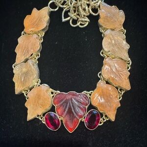 Awesome carnelian carved gemstone necklace